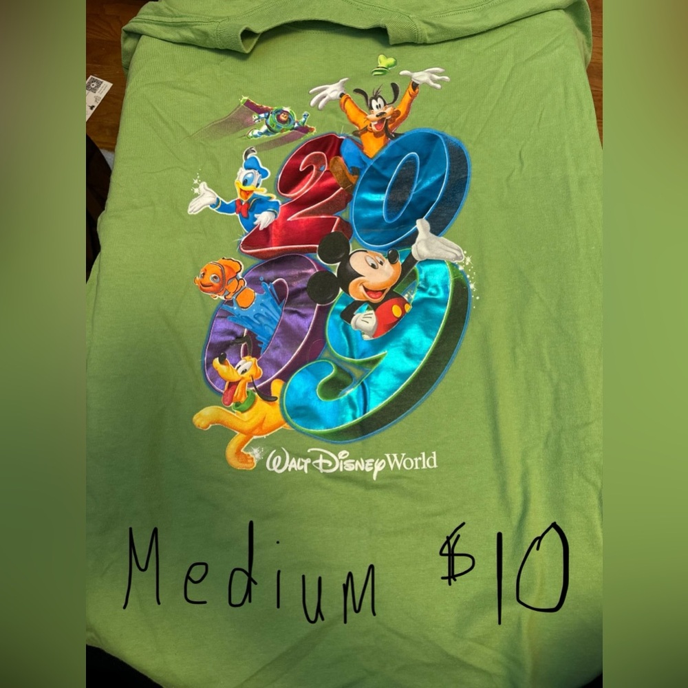 Disney Green Tee with Colorful Characters